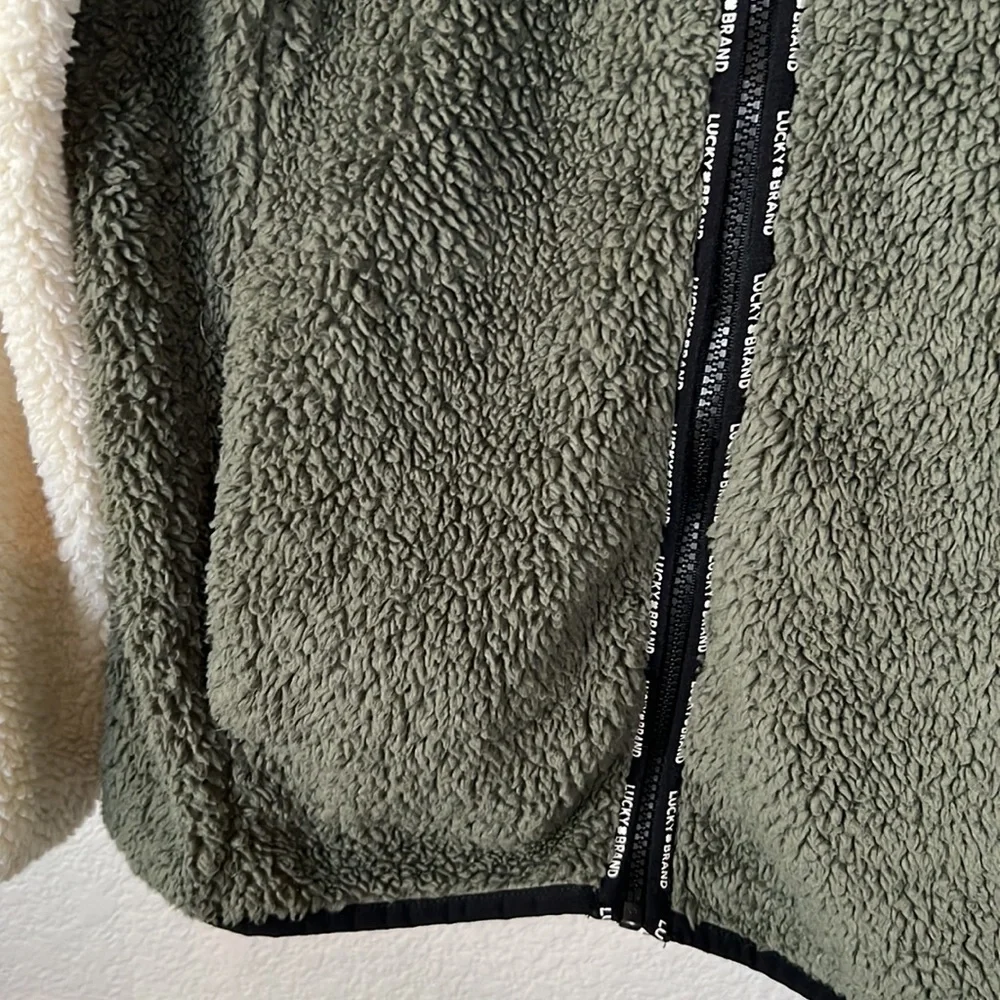 Lucky Brand Faux Shearling Colorblock Teddy Jacket Size S